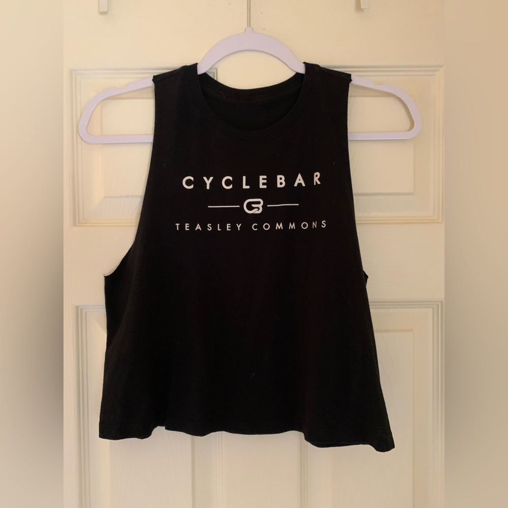 Cyclebar Teasley Commons Black Crop Razorback Tank Top